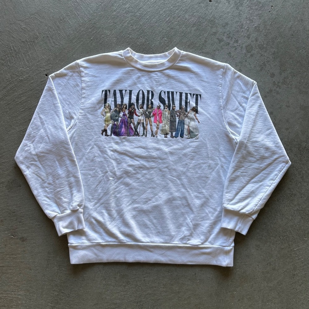 Taylor Swift The Tortured Poets Department Sweatshirt Size Medium White Crewneck